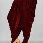 Plain Velvet Dhoti in Maroon