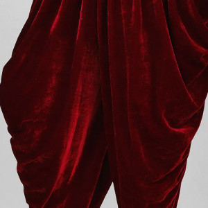 Plain Velvet Dhoti in Maroon