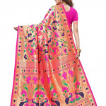 Women's Paithani Silk Saree With unstitched Blouse Piece