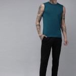 Men Blue Solid Innerwear Vest