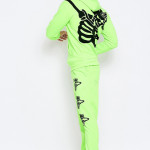 MEN Fluorescent Green Skeleton Print Oversized Tracksuit