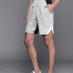 Men Grey & Black High-Rise Sports Shorts