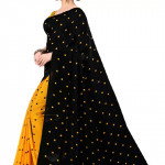 Polka Print Daily Wear Georgette Saree  (Yellow, Black)