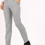 Slim Fit Men Grey Polyester Trousers