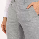 Slim Fit Men Grey Polyester Trousers